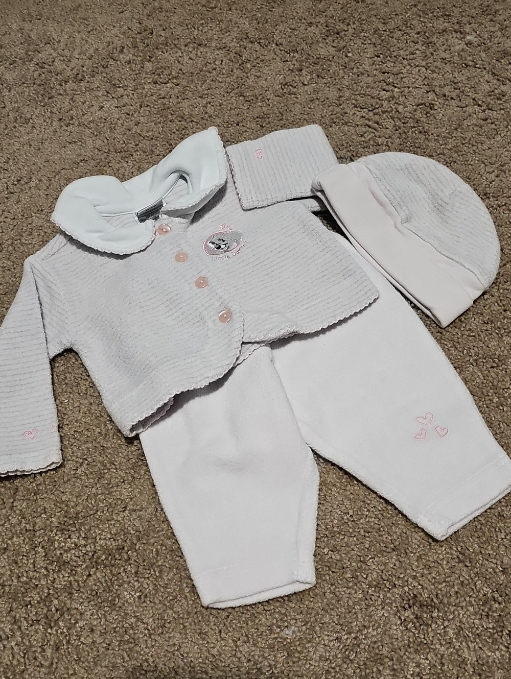 102 Dalmations Baby Pink 3-Piece Knit Outfit with Hat